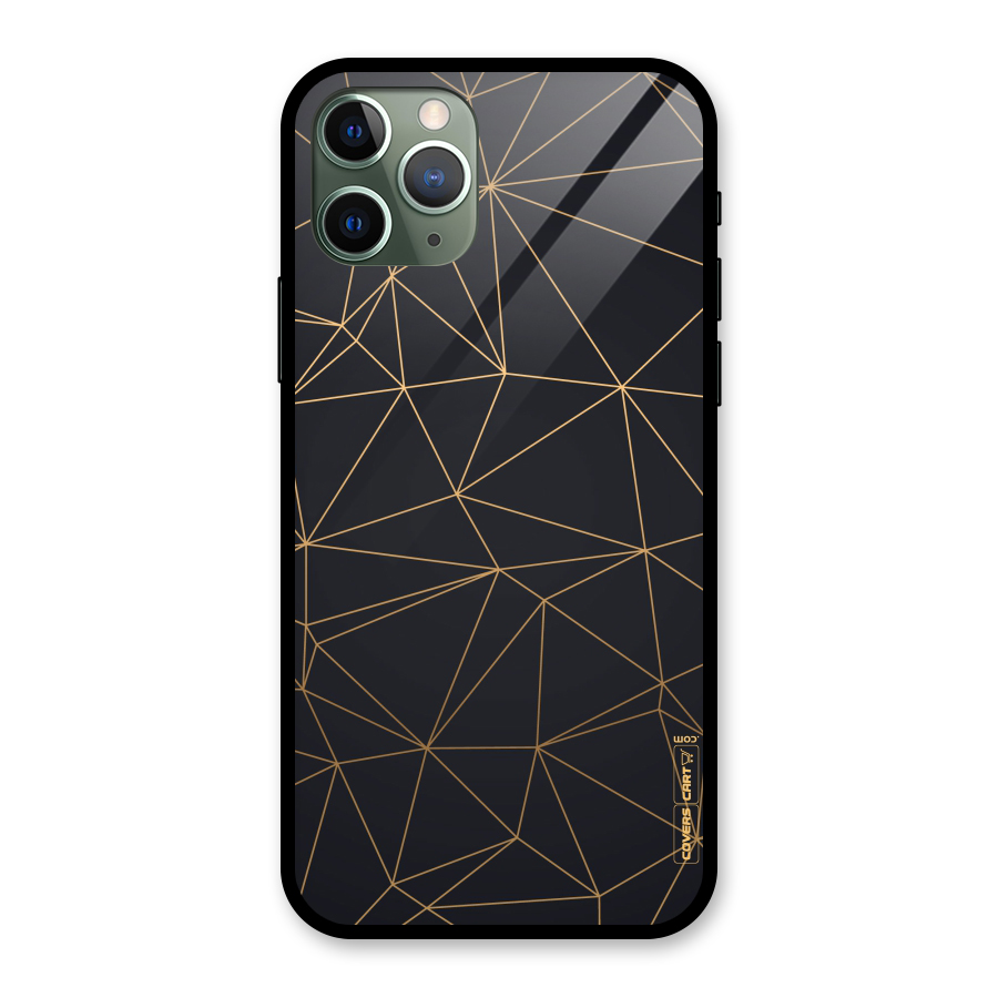 Black Golden Lines Glass Back Case for iPhone 11 Pro