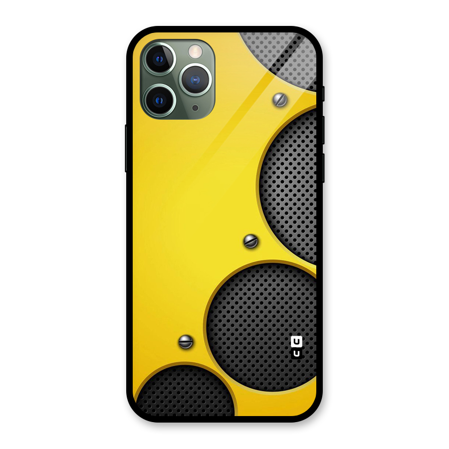 Black Net Yellow Glass Back Case for iPhone 11 Pro