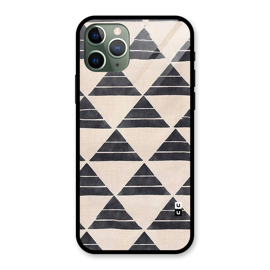 Black Slant Triangles Glass Back Case for iPhone 11 Pro