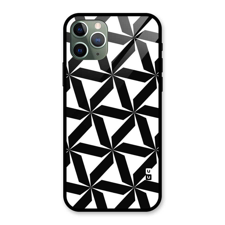 Black White Fan Design Glass Back Case for iPhone 11 Pro