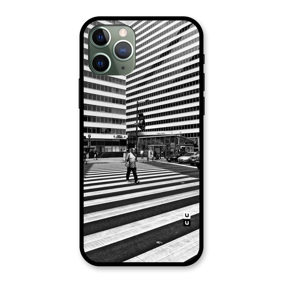 Black White Perspective Glass Back Case for iPhone 11 Pro