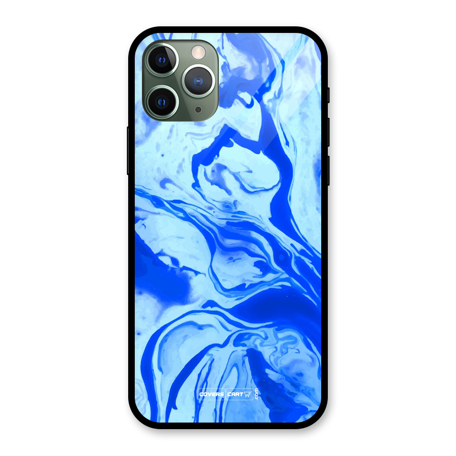 Blaze Blue Marble Texture Glass Back Case for iPhone 11 Pro