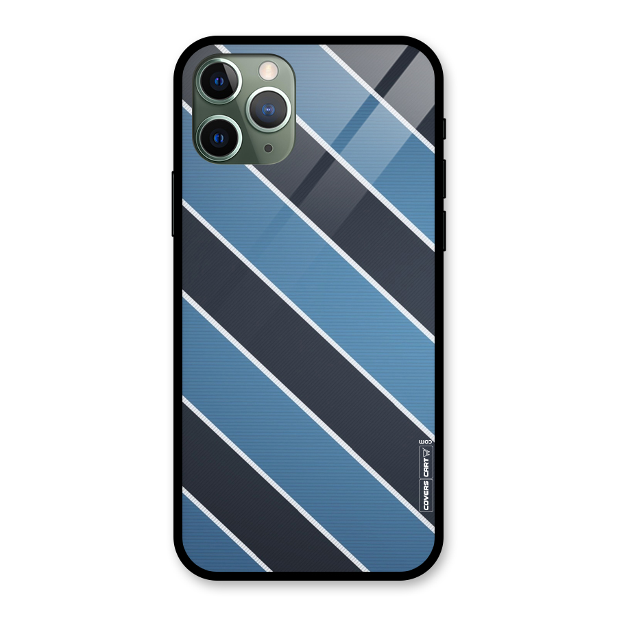 Blue Black Stripes Glass Back Case for iPhone 11 Pro