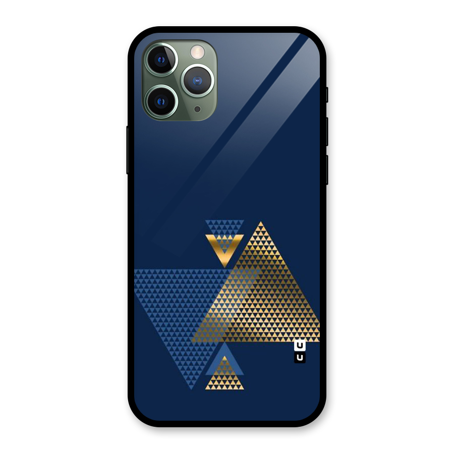 Blue Gold Triangles Glass Back Case for iPhone 11 Pro