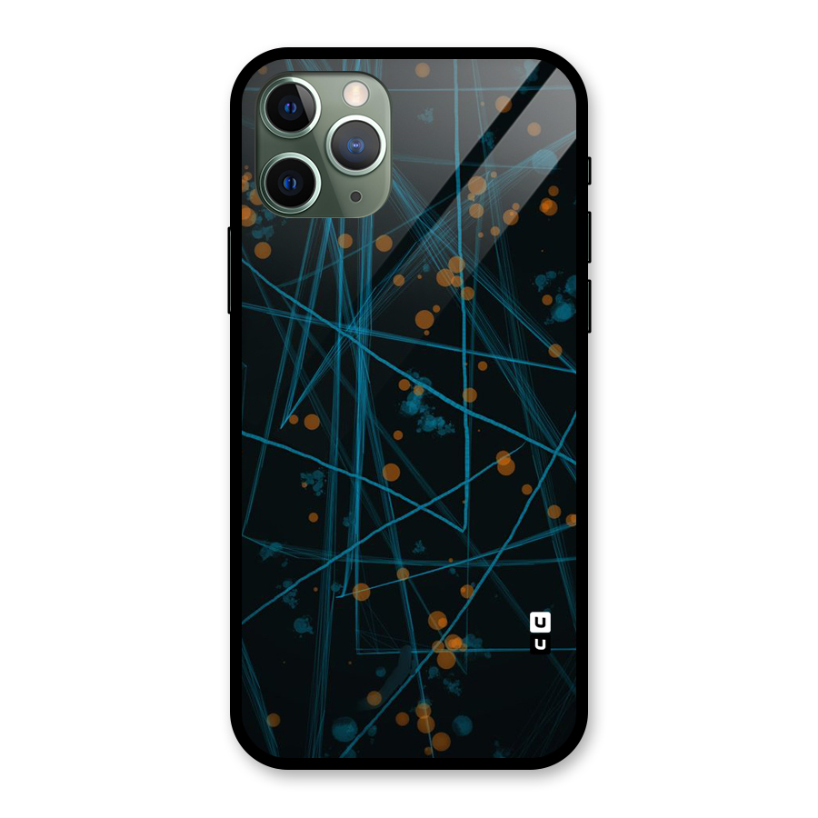 Blue Lines Gold Dots Glass Back Case for iPhone 11 Pro