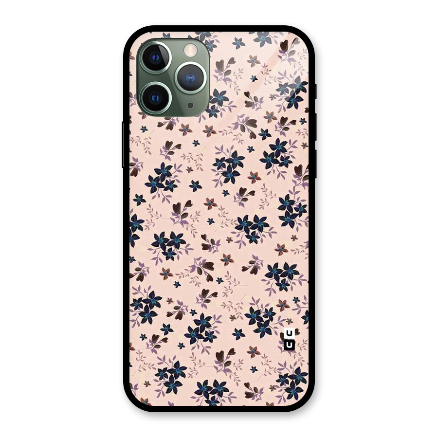 Blue Peach Floral Glass Back Case for iPhone 11 Pro