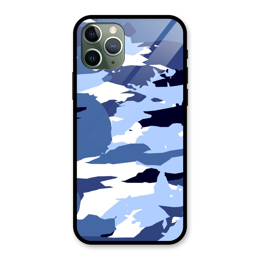 Blue White Canvas Glass Back Case for iPhone 11 Pro