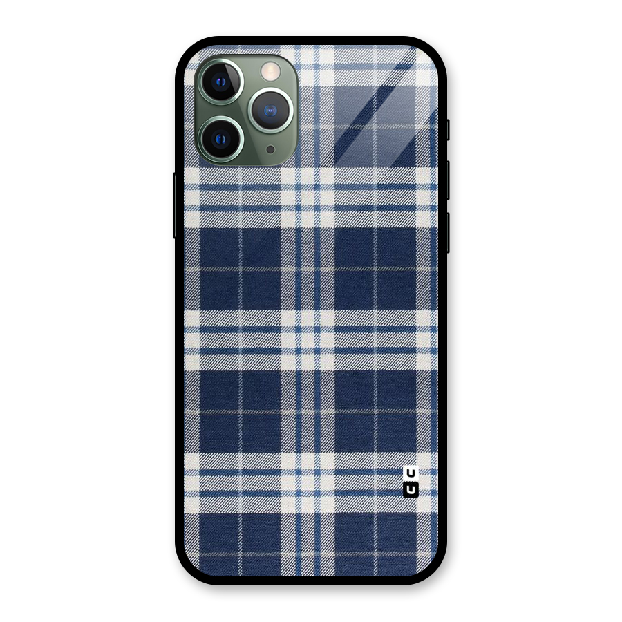 Blue White Check Glass Back Case for iPhone 11 Pro