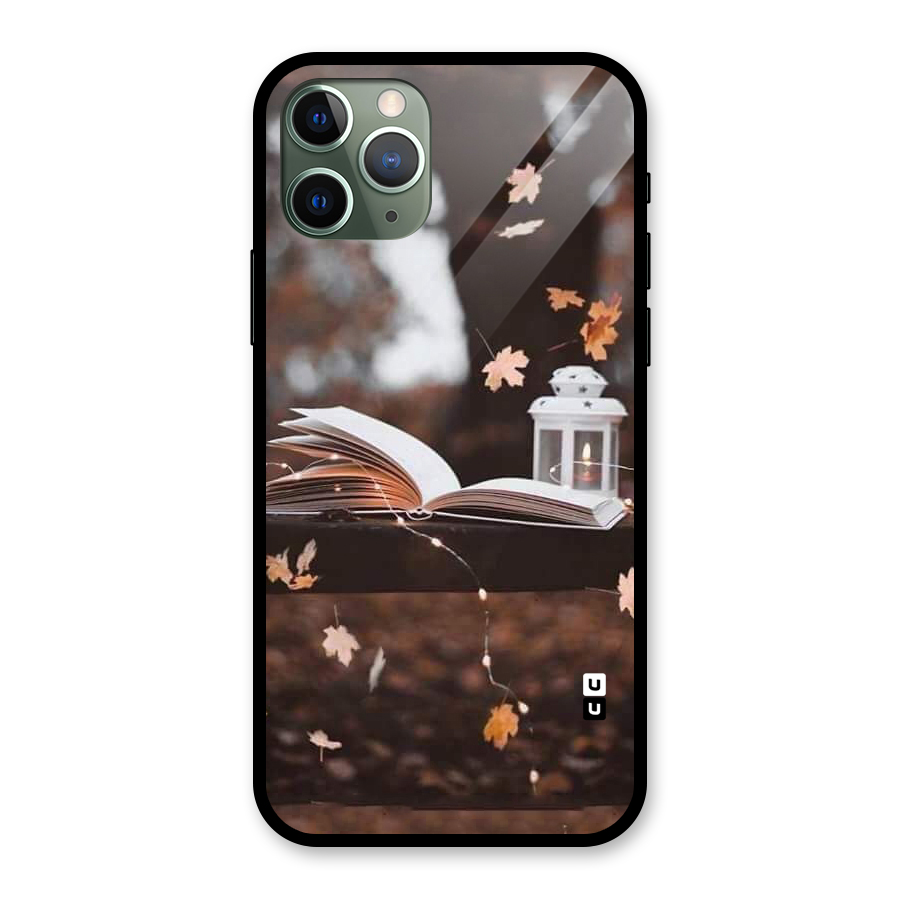 Book and Fall Leaves Glass Back Case for iPhone 11 Pro
