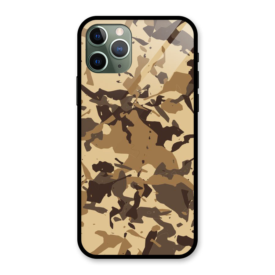 Brown Camouflage Army Glass Back Case for iPhone 11 Pro