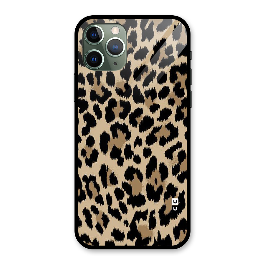 Brown Leapord Print Glass Back Case for iPhone 11 Pro