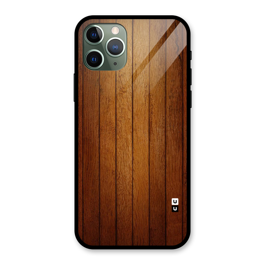 Brown Wood Design Glass Back Case for iPhone 11 Pro