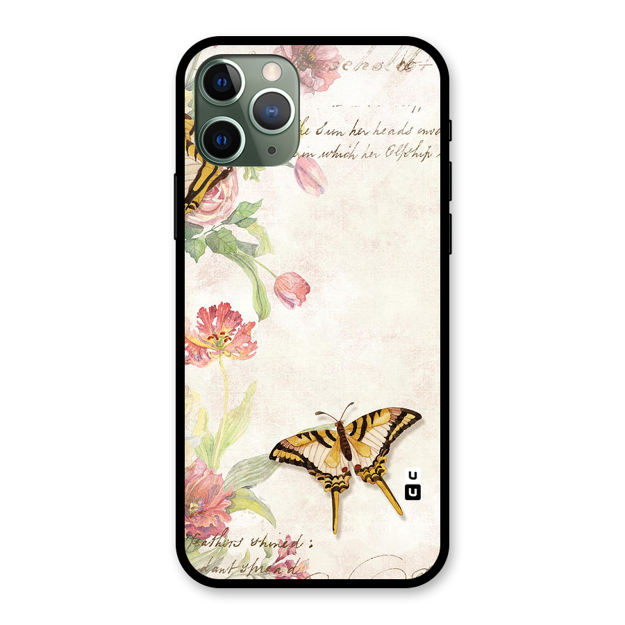 Butterfly Floral Glass Back Case for iPhone 11 Pro