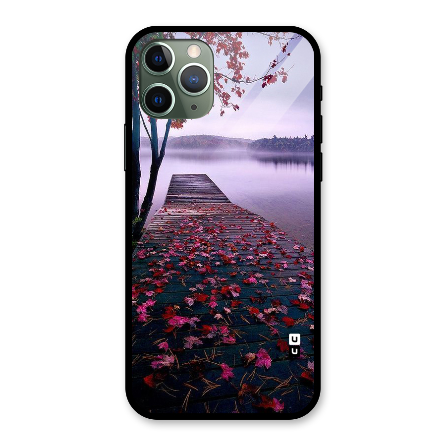 Cherry Blossom Dock Glass Back Case for iPhone 11 Pro