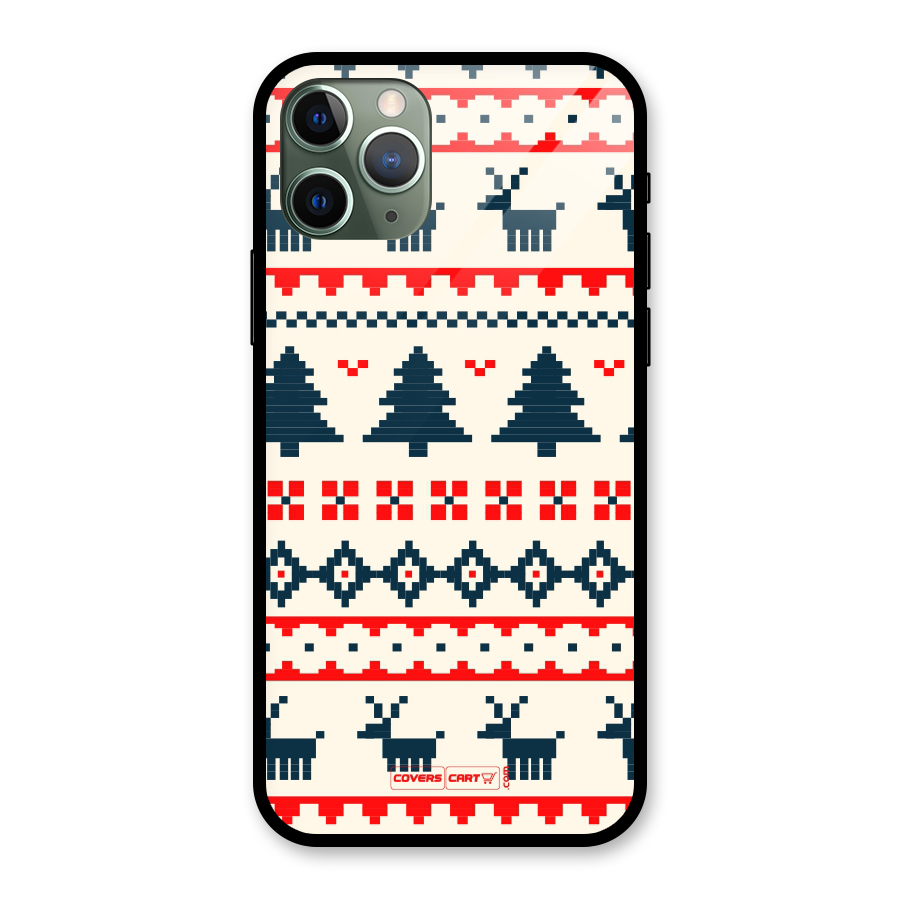 Christmas Design Pattern Glass Back Case for iPhone 11 Pro