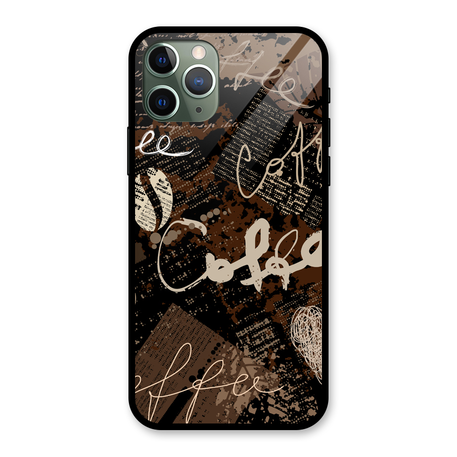 Coffee Scribbles Glass Back Case for iPhone 11 Pro