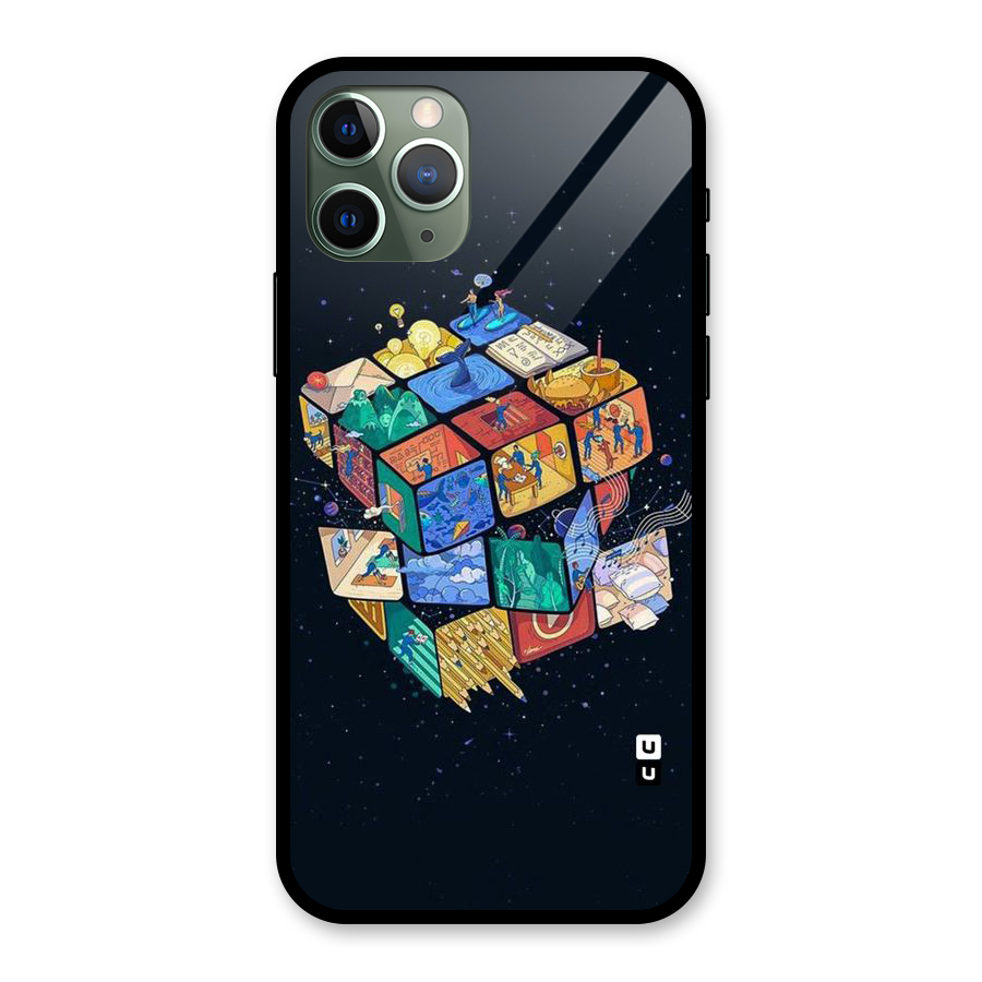 Coloured Rubic Glass Back Case for iPhone 11 Pro