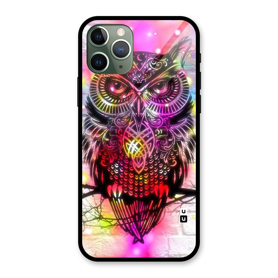 Colourful Owl Glass Back Case for iPhone 11 Pro