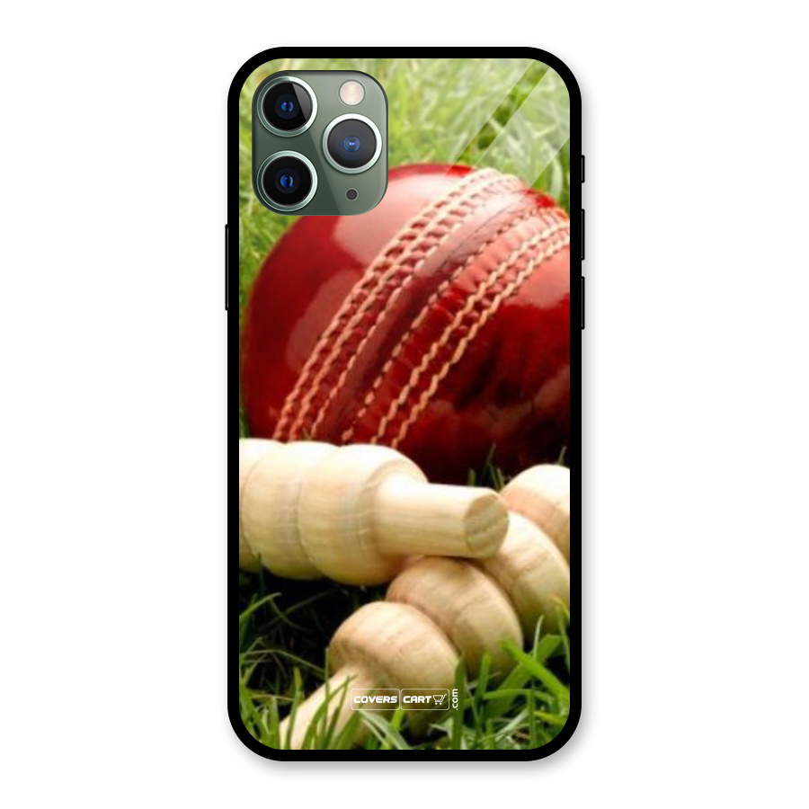 Cricket Ball and Stumps Glass Back Case for iPhone 11 Pro