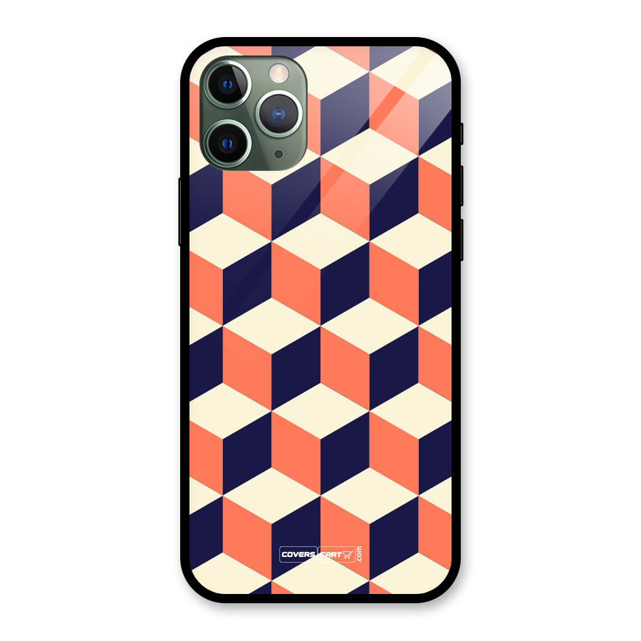 Cube Pattern Glass Back Case for iPhone 11 Pro
