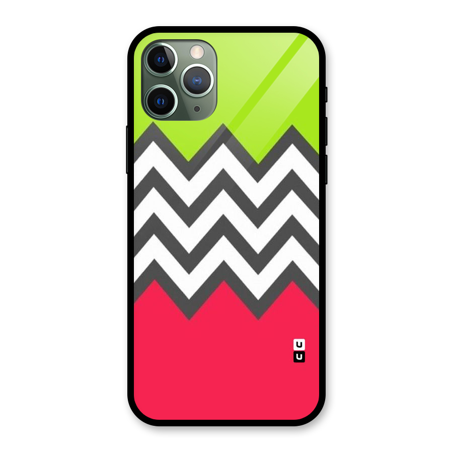 Cute Chevron Glass Back Case for iPhone 11 Pro