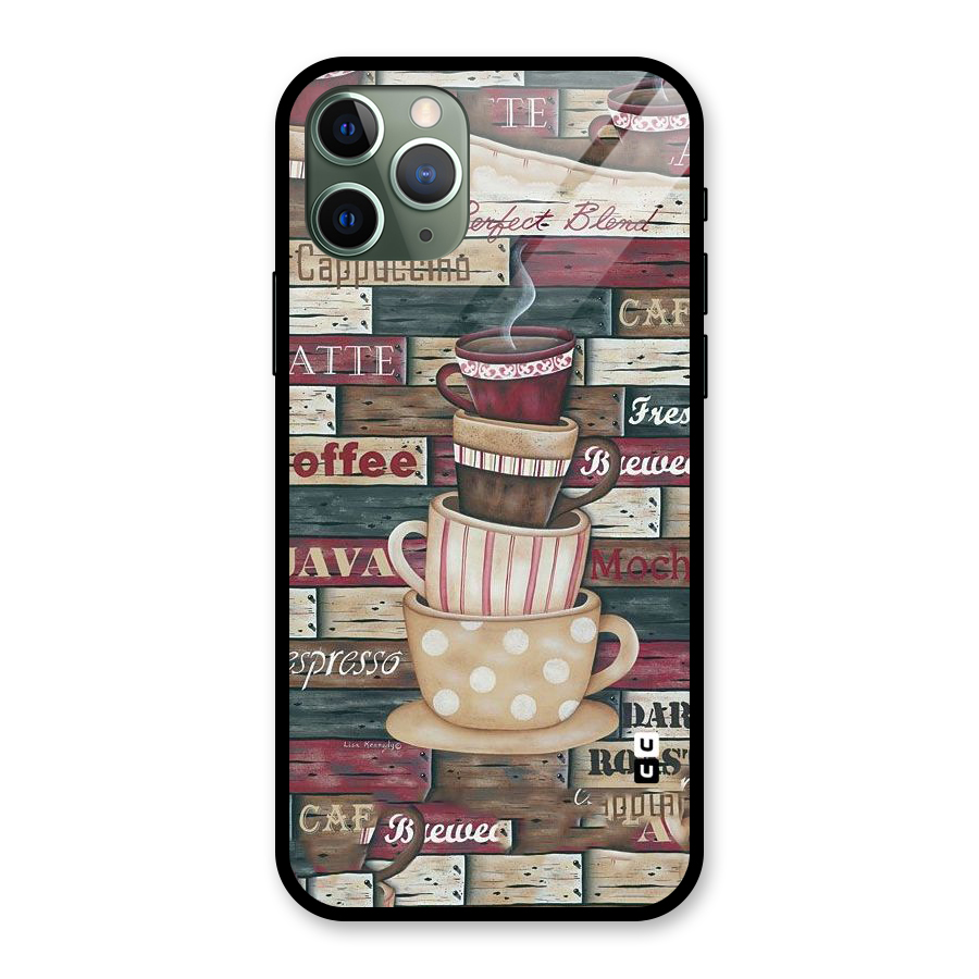Cute Coffee Cups Glass Back Case for iPhone 11 Pro