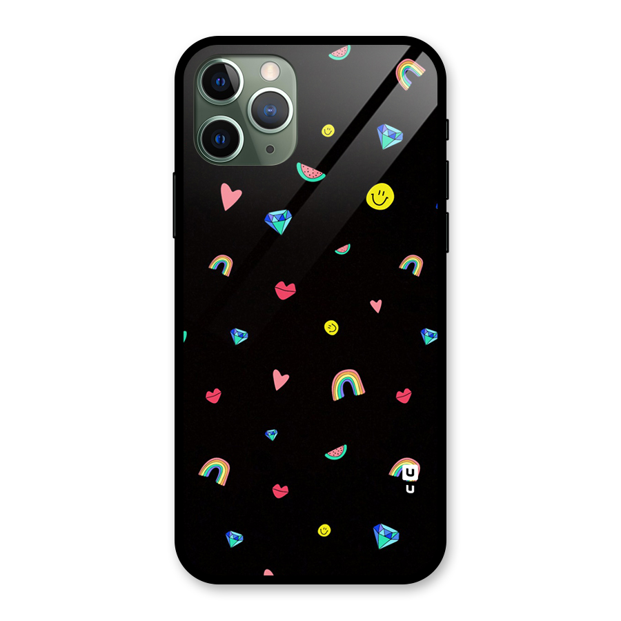 Cute Multicolor Shapes Glass Back Case for iPhone 11 Pro