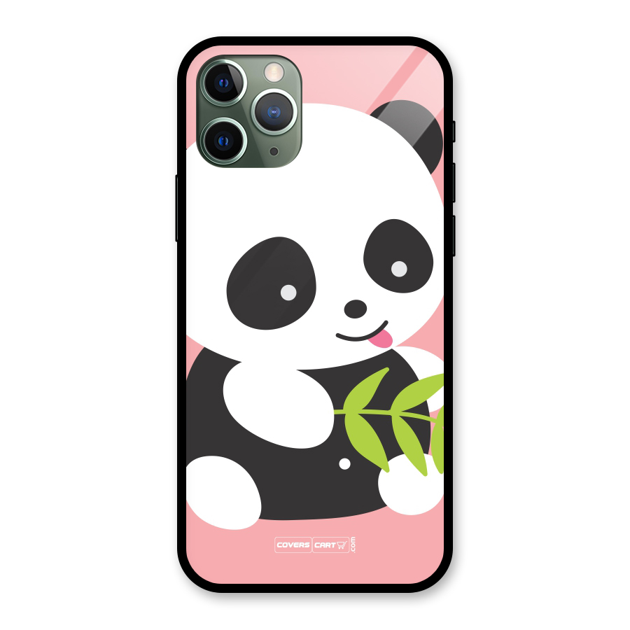 Cute Panda Pink Glass Back Case for iPhone 11 Pro