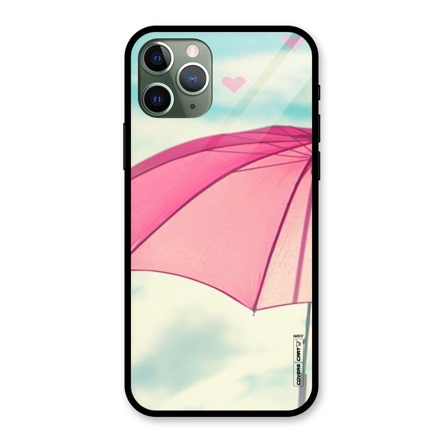 Cute Pink Umbrella Glass Back Case for iPhone 11 Pro