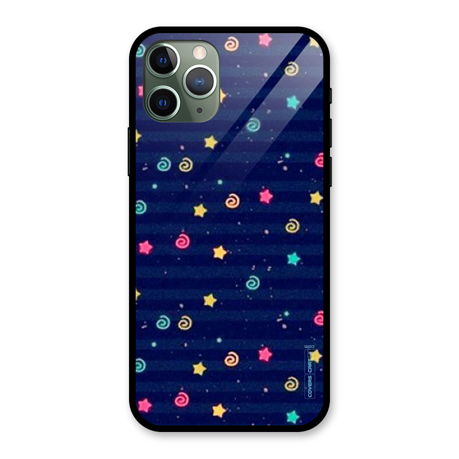 Cute Stars Design Glass Back Case for iPhone 11 Pro
