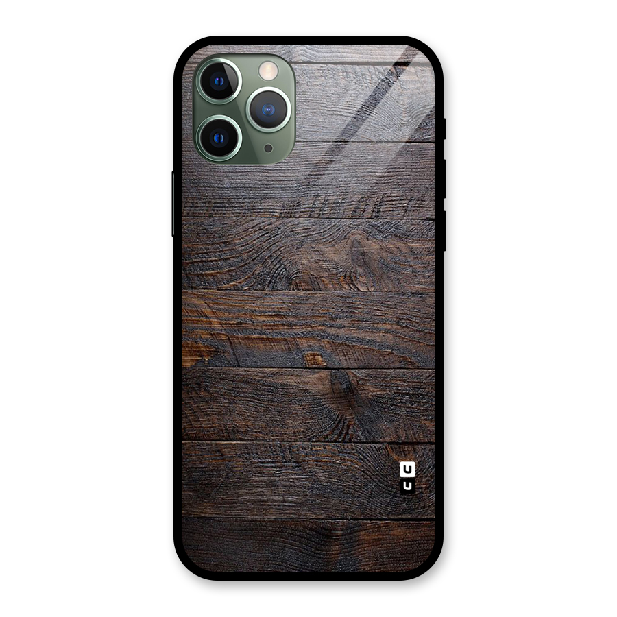 Dark Wood Printed Glass Back Case for iPhone 11 Pro
