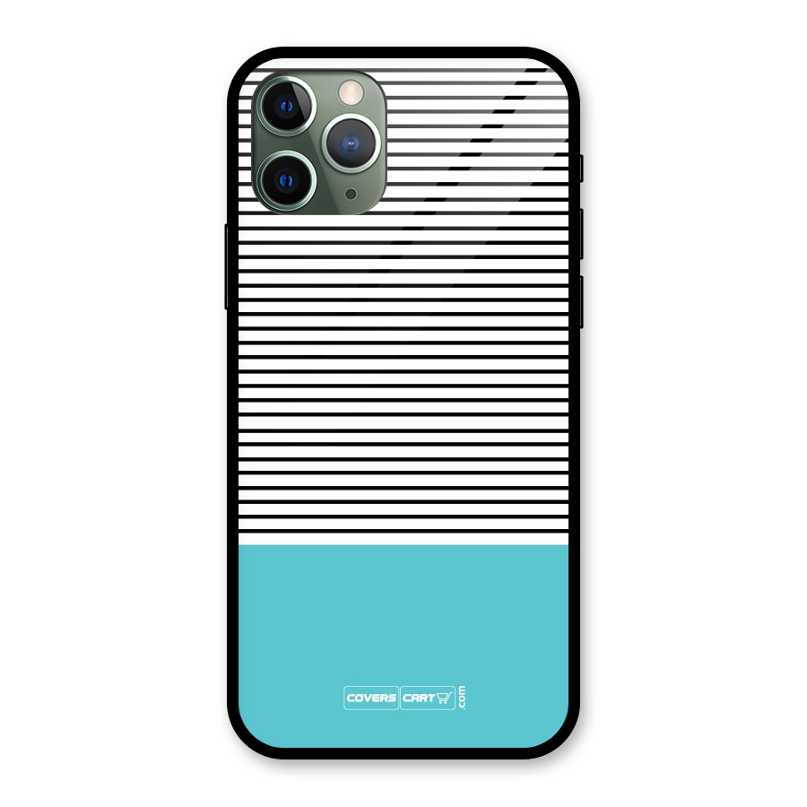 Deep Sky Blue Stripes Glass Back Case for iPhone 11 Pro