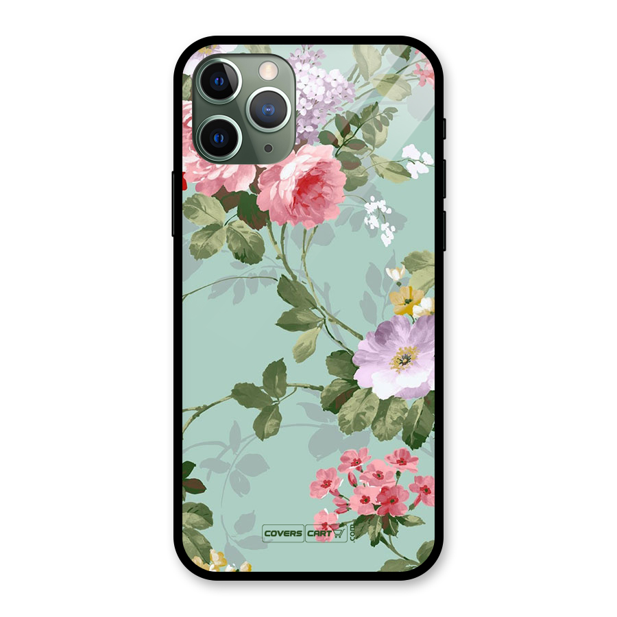 Desinger Floral Glass Back Case for iPhone 11 Pro