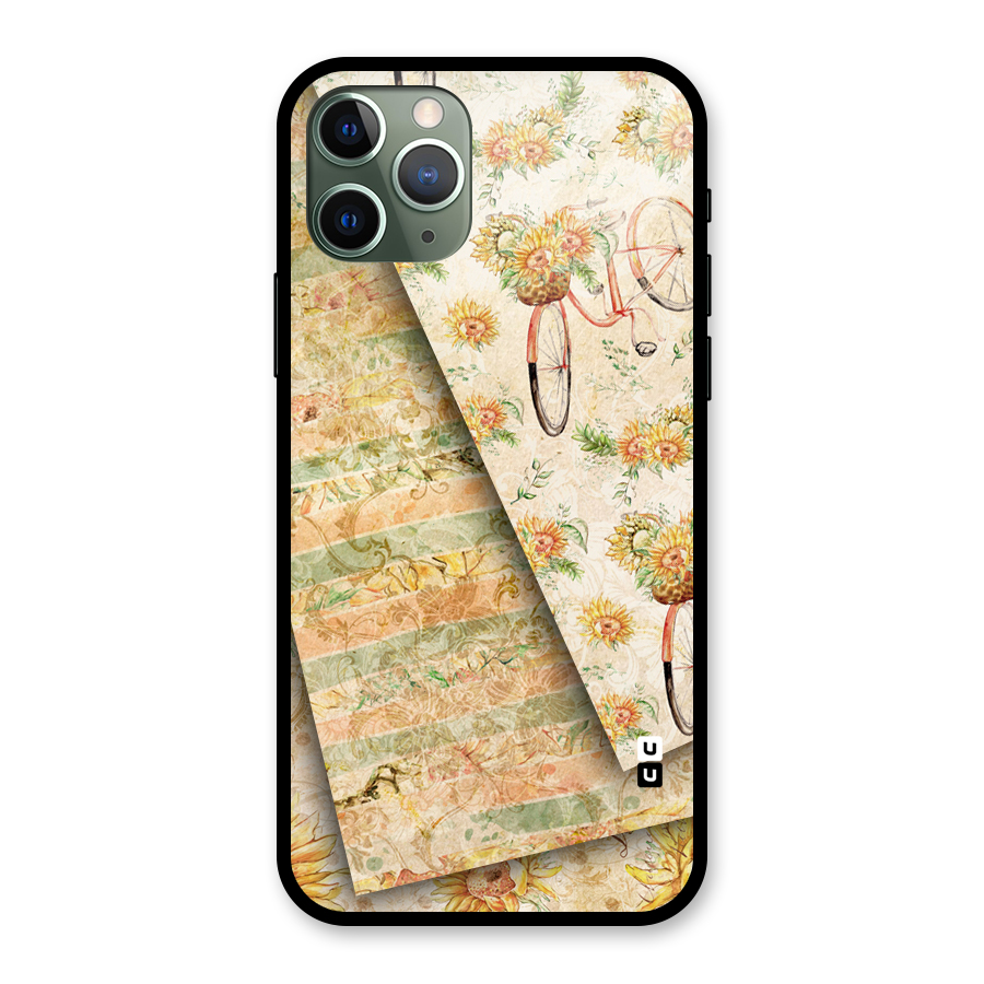 Floral Bicycle Glass Back Case for iPhone 11 Pro