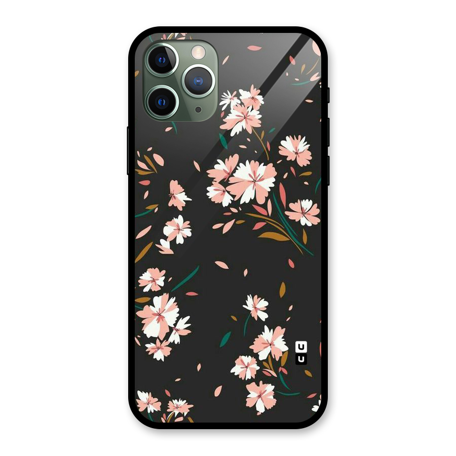 Floral Petals Peach Glass Back Case for iPhone 11 Pro