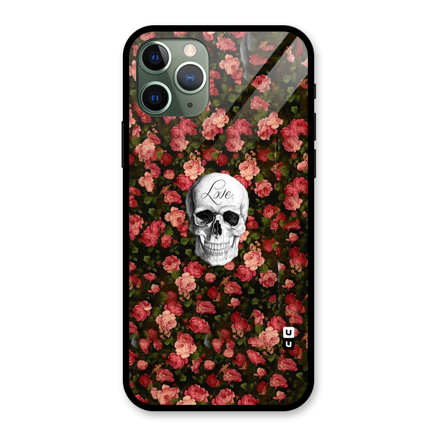 Floral Skull Love Glass Back Case for iPhone 11 Pro