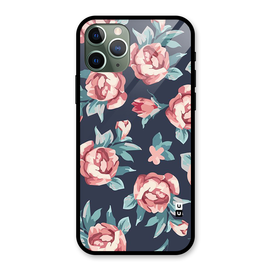 Flowers Painting Glass Back Case for iPhone 11 Pro