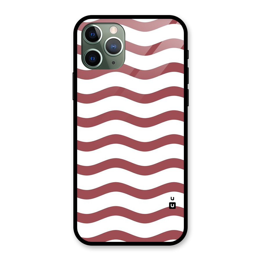 Flowing Stripes Red White Glass Back Case for iPhone 11 Pro