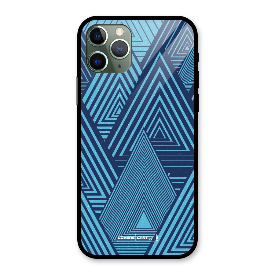 Geometric Blue Print Glass Back Case for iPhone 11 Pro