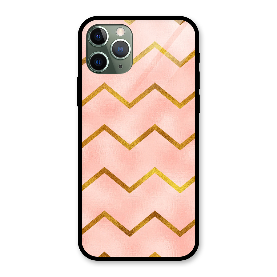 Gold Pink Pattern Glass Back Case for iPhone 11 Pro