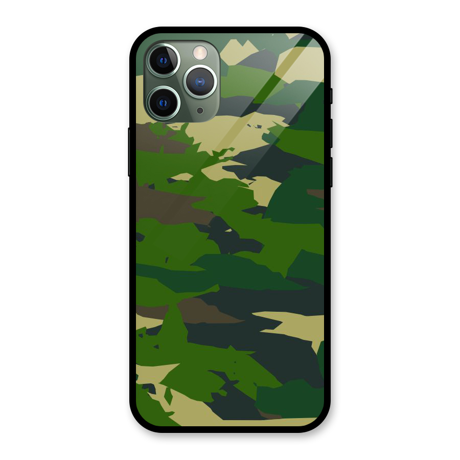 Green Camouflage Army Glass Back Case for iPhone 11 Pro