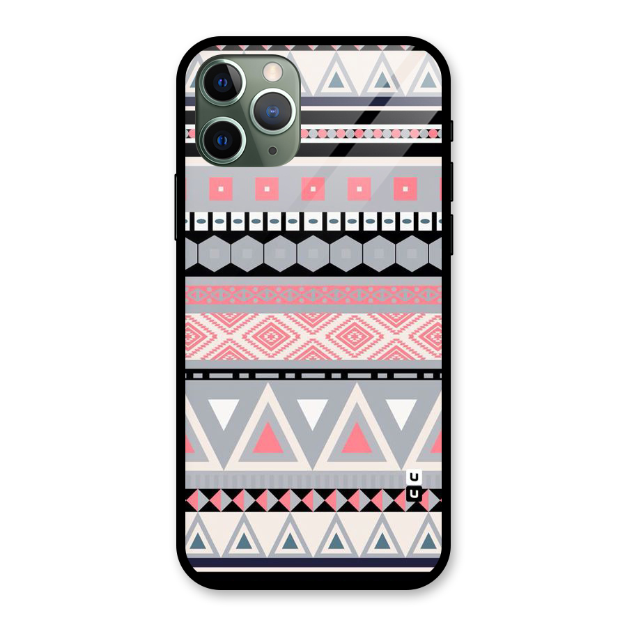 Grey Pink Pattern Glass Back Case for iPhone 11 Pro