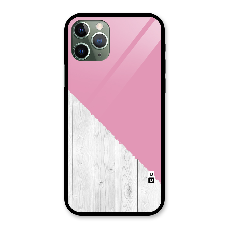 Grey Pink Wooden Design Glass Back Case for iPhone 11 Pro