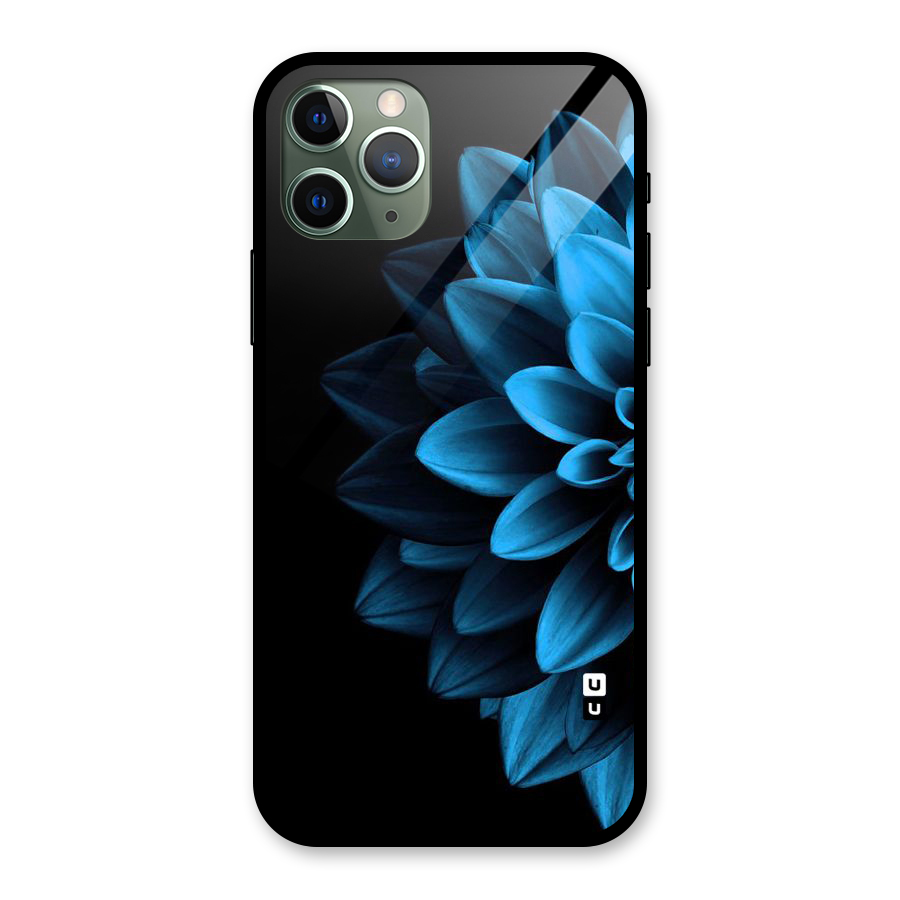 Half Blue Flower Glass Back Case for iPhone 11 Pro