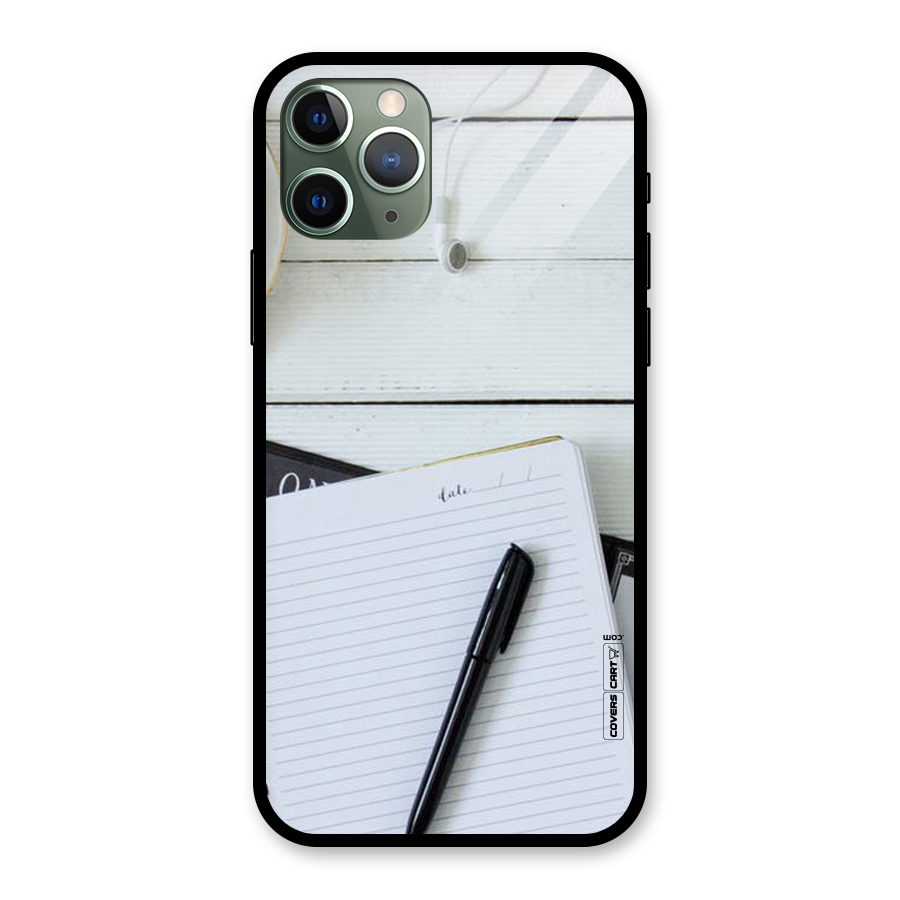 Headphones Notes Glass Back Case for iPhone 11 Pro