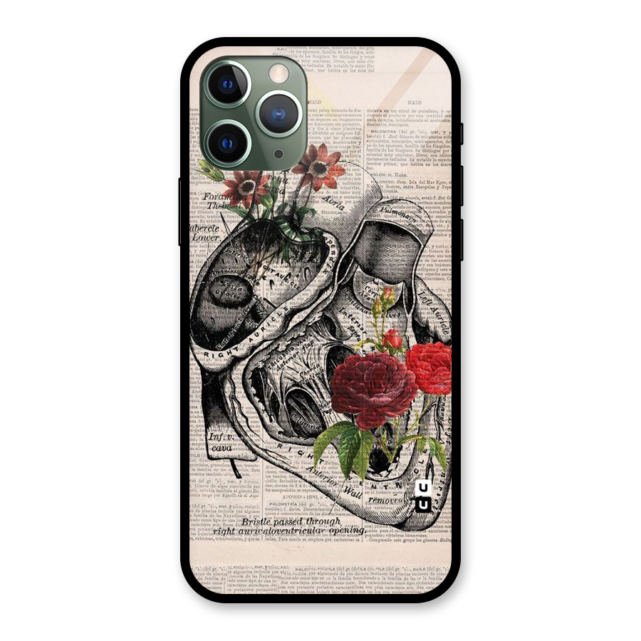 Heart Newspaper Glass Back Case for iPhone 11 Pro