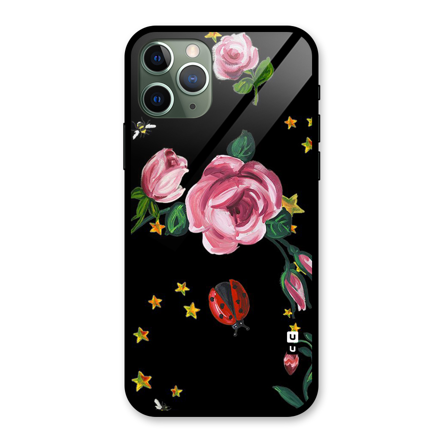 Ladybird And Floral Glass Back Case for iPhone 11 Pro