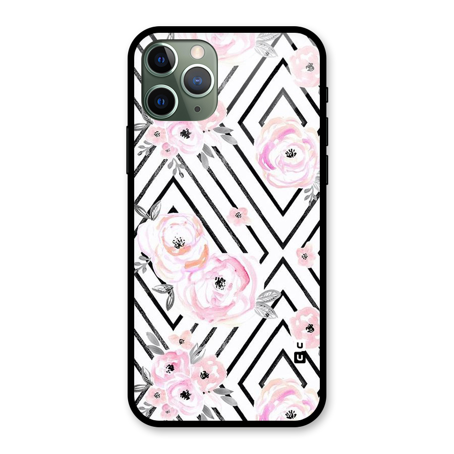 Light Pastel Flowers Design Glass Back Case for iPhone 11 Pro