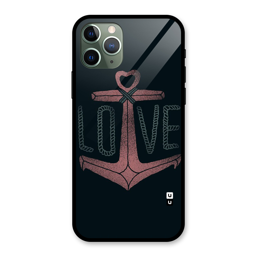 Love Anchor Form Glass Back Case for iPhone 11 Pro