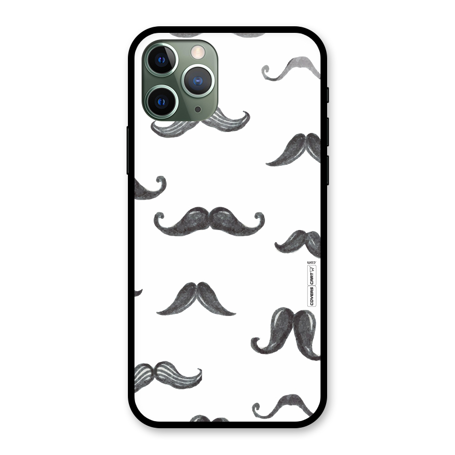 Moustache Pattern (Black) Glass Back Case for iPhone 11 Pro